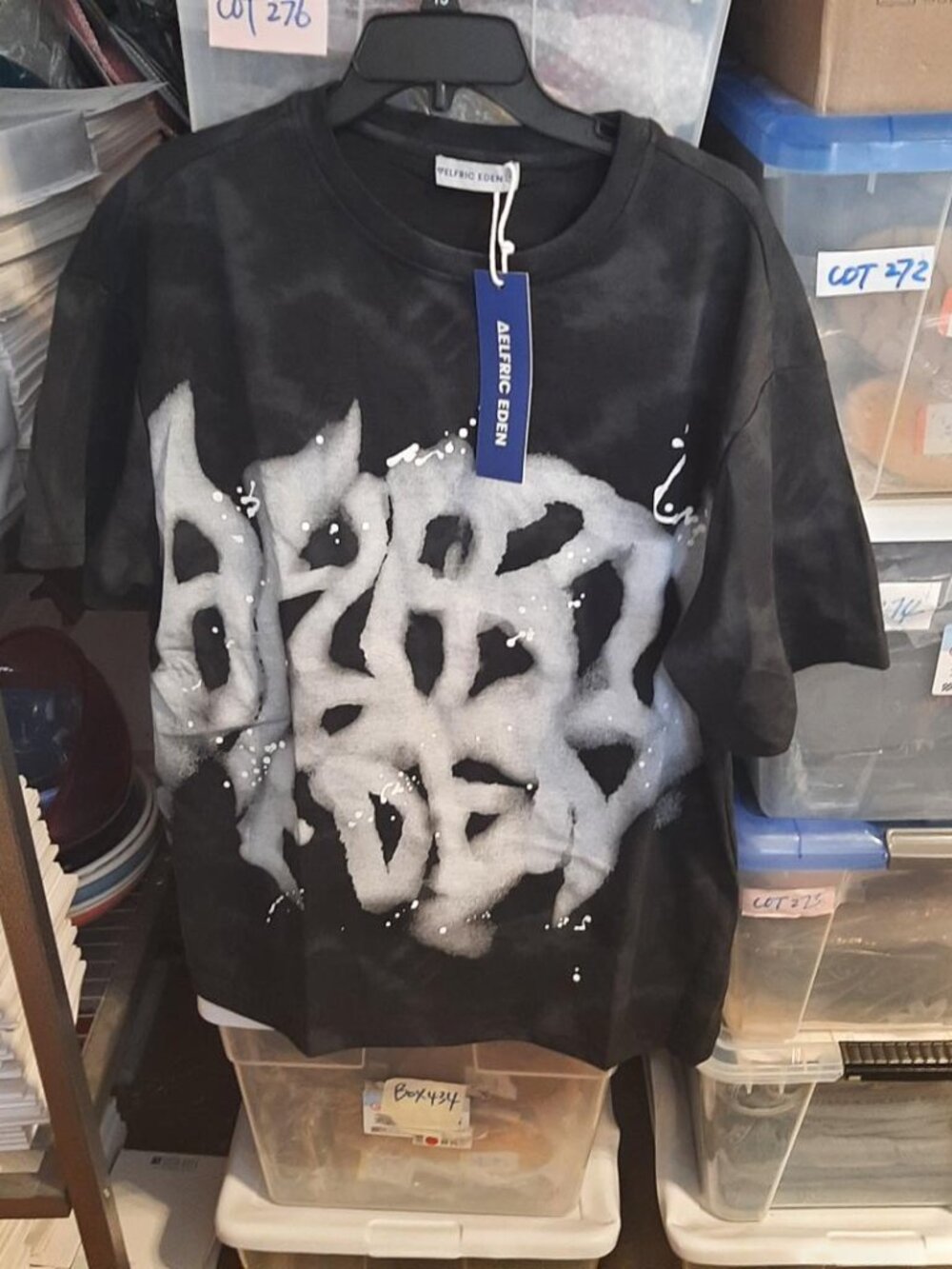 NEW TAG ! Aelfric Eden Abstract Print Wasged Tee Shirt Black/White Size M